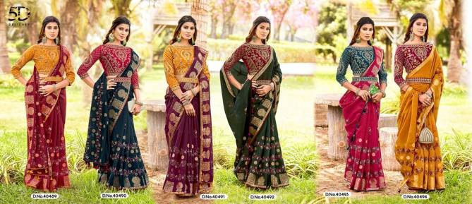 Shivali 2 5D Embroidery Blouse Cotton Jacquard Wedding Sarees Wholesale Online